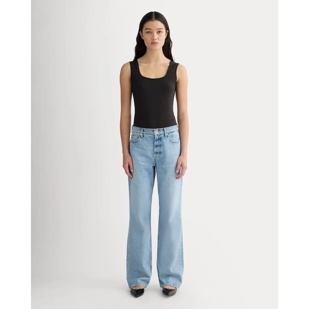 EVERLANE The Form Square-Neck Bodysuit S Black Thong Stretch Sleeveless NWT B12